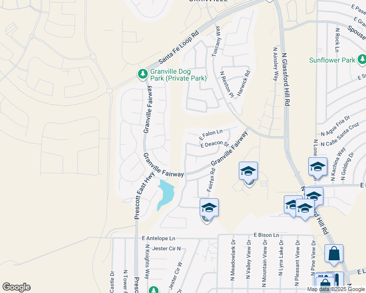 map of restaurants, bars, coffee shops, grocery stores, and more near 4196 North Aberdeen Avenue in Prescott Valley