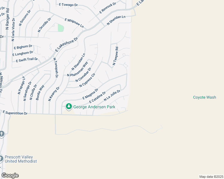 map of restaurants, bars, coffee shops, grocery stores, and more near 9821 North Catalina Drive in Prescott Valley