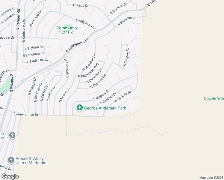 map of restaurants, bars, coffee shops, grocery stores, and more near 9733 E Magma Dr in Prescott Valley