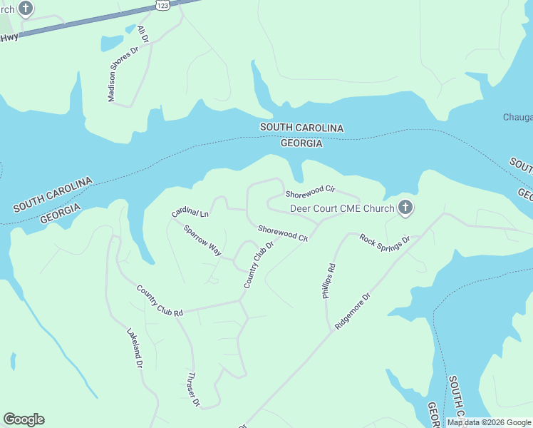 map of restaurants, bars, coffee shops, grocery stores, and more near 102 Timber Trail in Toccoa