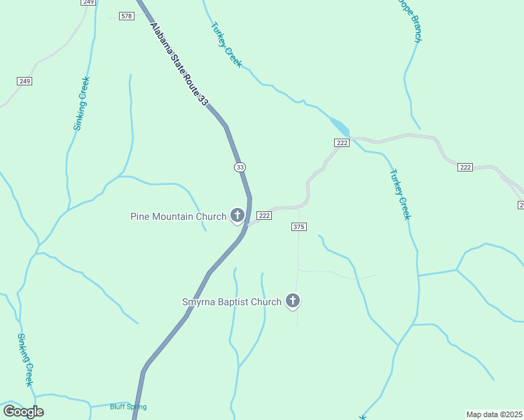 map of restaurants, bars, coffee shops, grocery stores, and more near 67 County Road 222 in Moulton