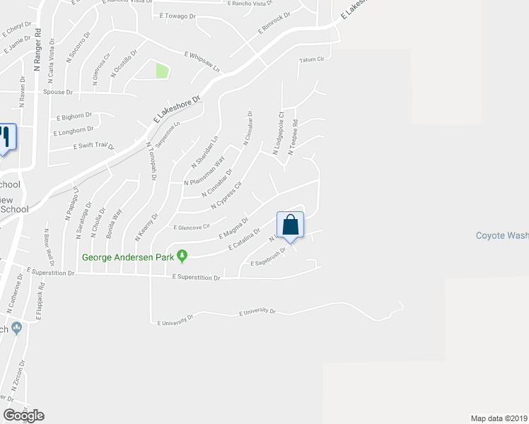 map of restaurants, bars, coffee shops, grocery stores, and more near 9733 East Magma Drive in Prescott Valley