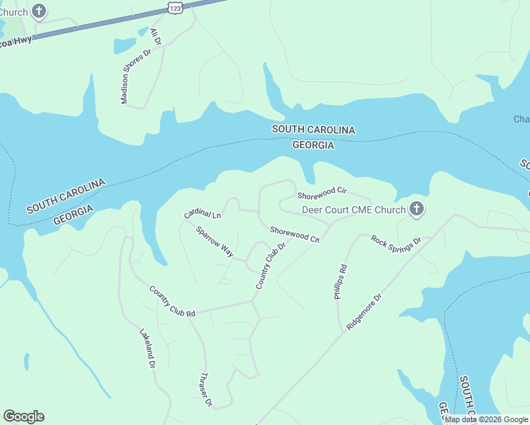 map of restaurants, bars, coffee shops, grocery stores, and more near 240 Shorewood Circle in Toccoa