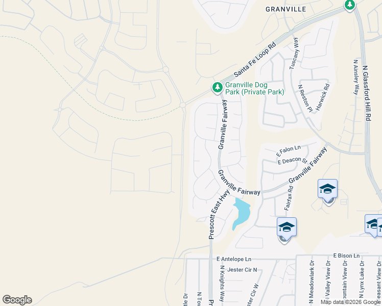 map of restaurants, bars, coffee shops, grocery stores, and more near 6031 Tanridge Drive in Prescott Valley