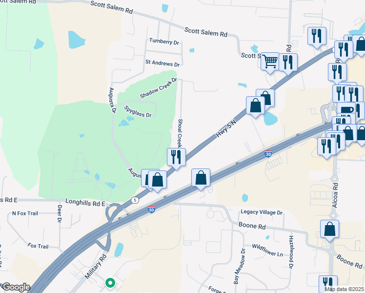 map of restaurants, bars, coffee shops, grocery stores, and more near 610 Arkansas 5 in Benton