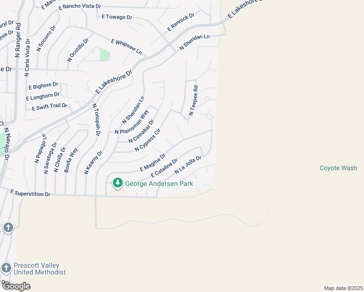map of restaurants, bars, coffee shops, grocery stores, and more near 9821 East Catalina Drive in Prescott Valley