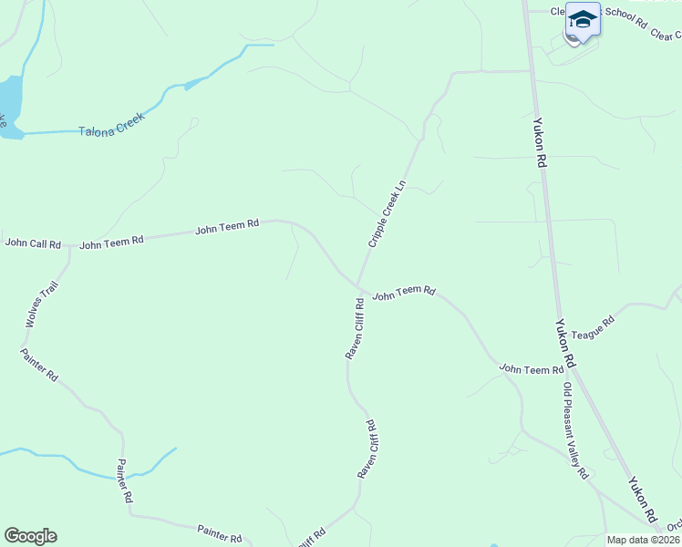 map of restaurants, bars, coffee shops, grocery stores, and more near John Teem Road in Talking Rock