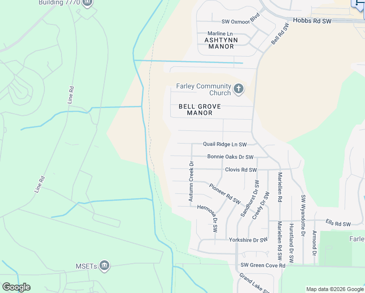 map of restaurants, bars, coffee shops, grocery stores, and more near 2601 Bonnie Oaks Drive Southwest in Huntsville