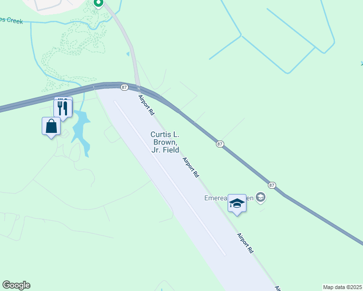 map of restaurants, bars, coffee shops, grocery stores, and more near 521 Airport Road in Elizabethtown
