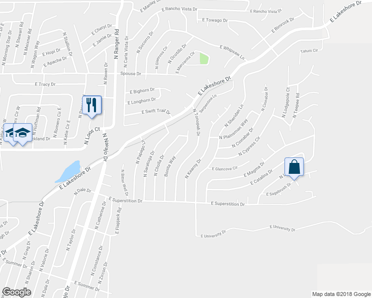 map of restaurants, bars, coffee shops, grocery stores, and more near 4273 Bonita Way in Prescott Valley