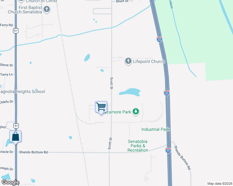 map of restaurants, bars, coffee shops, grocery stores, and more near in Senatobia