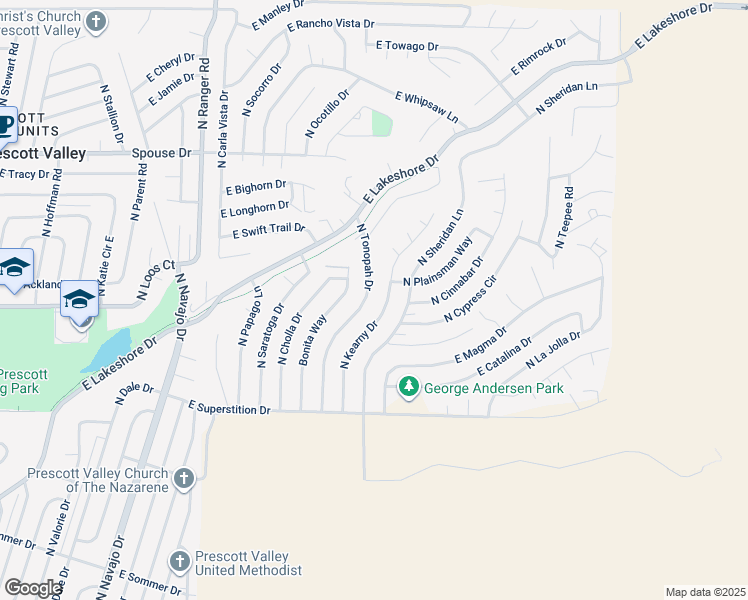 map of restaurants, bars, coffee shops, grocery stores, and more near 4301 North Tonopah Drive in Prescott Valley