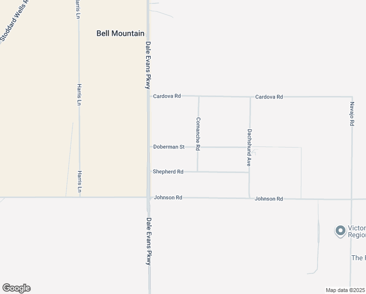 map of restaurants, bars, coffee shops, grocery stores, and more near Doberman Street in Apple Valley