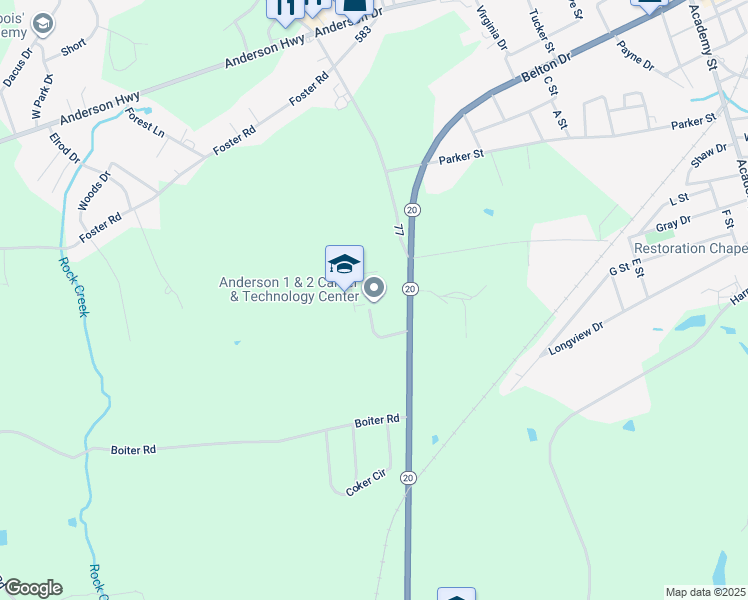 map of restaurants, bars, coffee shops, grocery stores, and more near 702 Belton Highway in Williamston