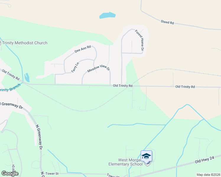 map of restaurants, bars, coffee shops, grocery stores, and more near 1048 Old Trinity Road in Trinity