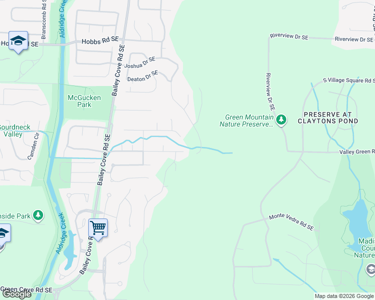 map of restaurants, bars, coffee shops, grocery stores, and more near 1317 Chesterfield Road Southeast in Huntsville