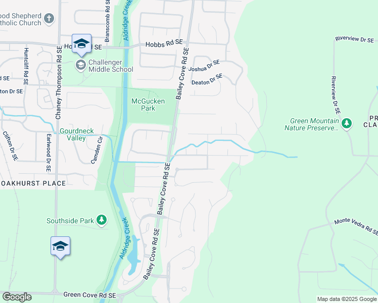 map of restaurants, bars, coffee shops, grocery stores, and more near 1211 Chesterfield Road Southeast in Huntsville