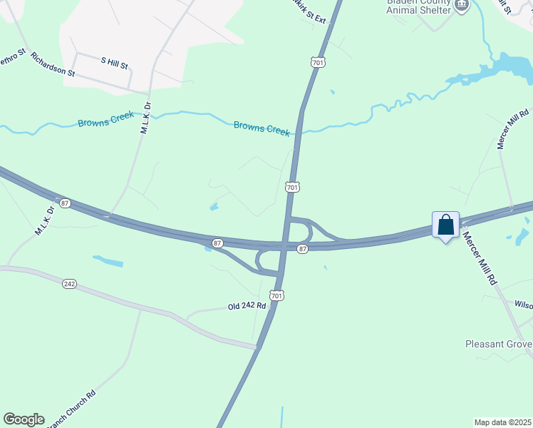 map of restaurants, bars, coffee shops, grocery stores, and more near Grey Moss Lane in Bladen County
