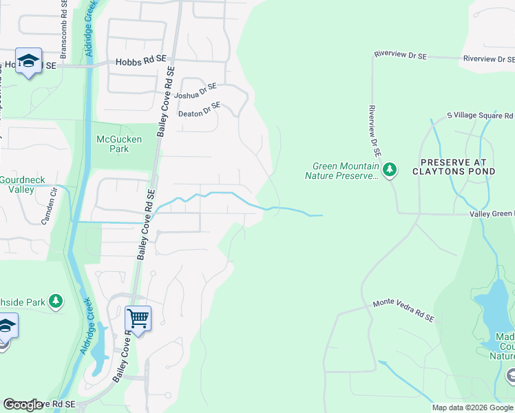 map of restaurants, bars, coffee shops, grocery stores, and more near 1317 Chesterfield Road Southeast in Huntsville