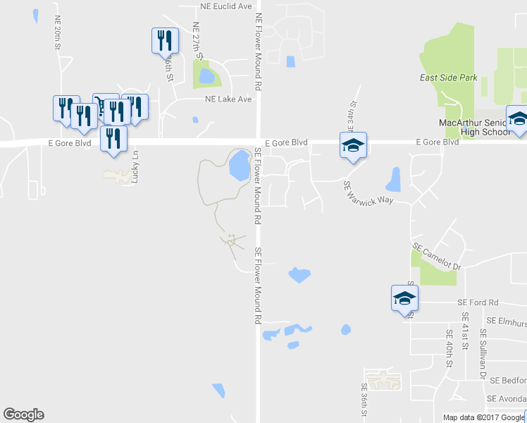 map of restaurants, bars, coffee shops, grocery stores, and more near 3001 Southeast Surrey Lane in Lawton