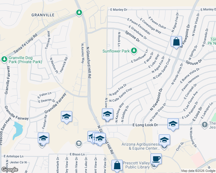 map of restaurants, bars, coffee shops, grocery stores, and more near 4398 N Lone Cactus Dr in Prescott Valley