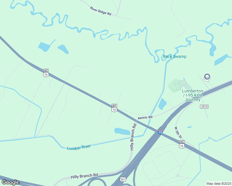 map of restaurants, bars, coffee shops, grocery stores, and more near 266 Circle Drive in Lumberton