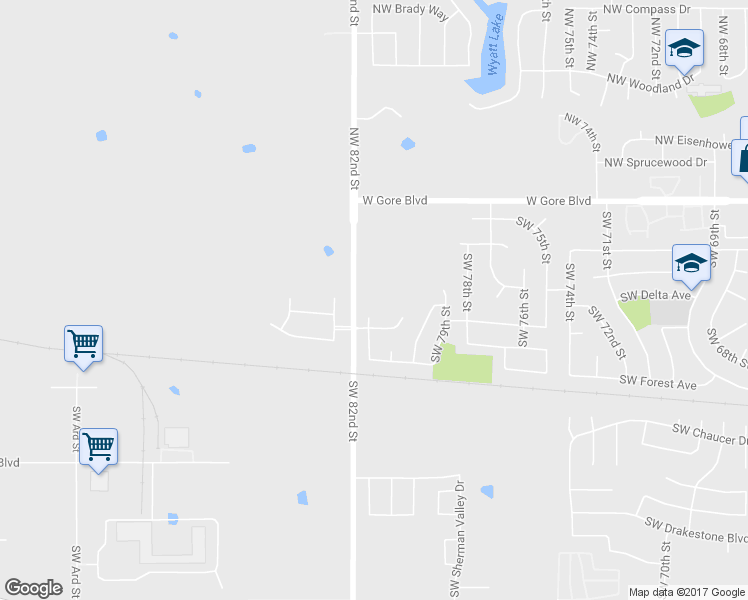 map of restaurants, bars, coffee shops, grocery stores, and more near 8112 Southwest Cherokee Avenue in Lawton