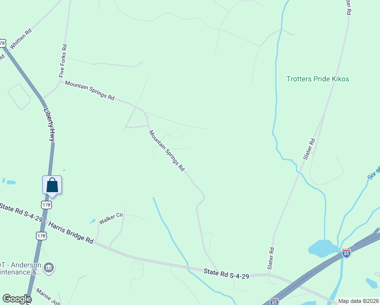 map of restaurants, bars, coffee shops, grocery stores, and more near 1072 Mountain Springs Road in Anderson