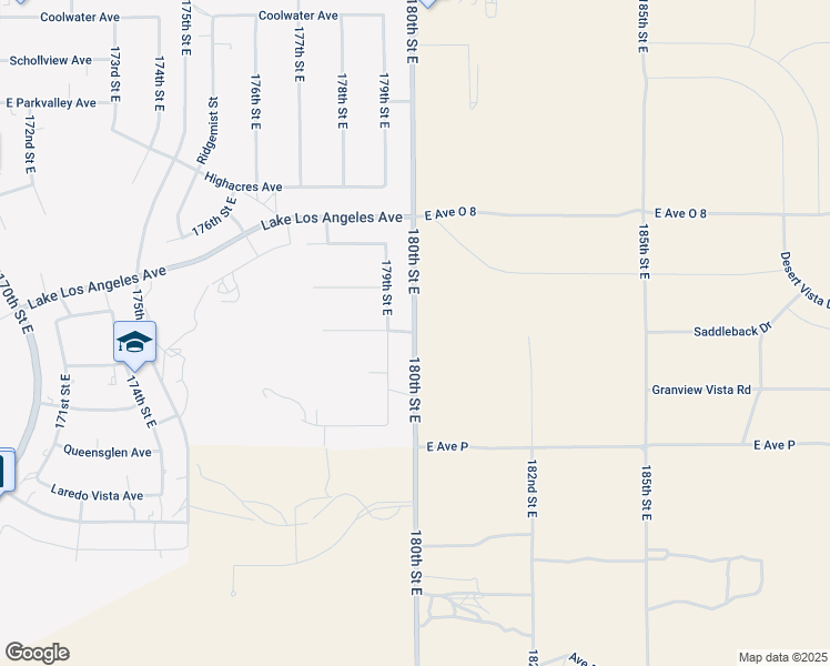 map of restaurants, bars, coffee shops, grocery stores, and more near 180th Street East in Lake Los Angeles