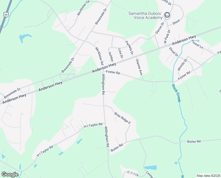 map of restaurants, bars, coffee shops, grocery stores, and more near 102 Oak Court in Williamston