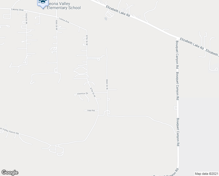 map of restaurants, bars, coffee shops, grocery stores, and more near 39746 86th Street West in Leona Valley