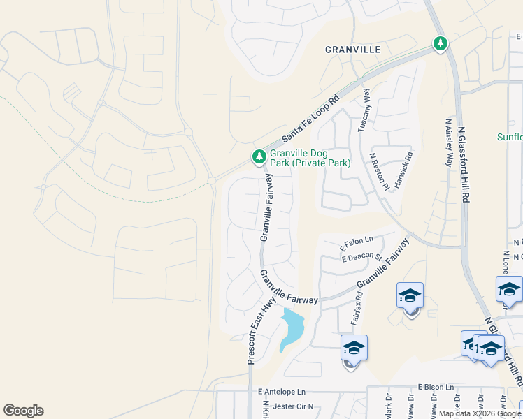 map of restaurants, bars, coffee shops, grocery stores, and more near 4387 Chadds Ford Road in Prescott Valley
