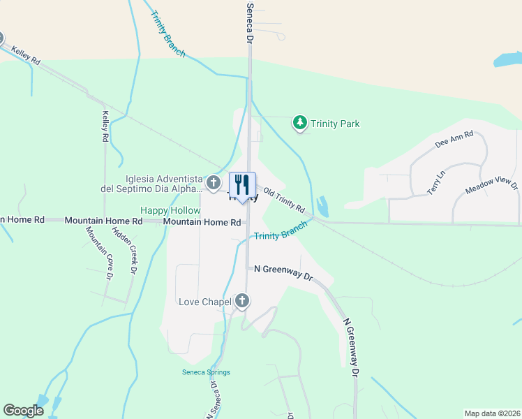 map of restaurants, bars, coffee shops, grocery stores, and more near 687 North Seneca Drive in Trinity