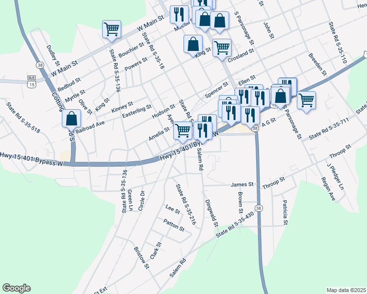 map of restaurants, bars, coffee shops, grocery stores, and more near 235 Highway 15-401 Bypass West in Bennettsville