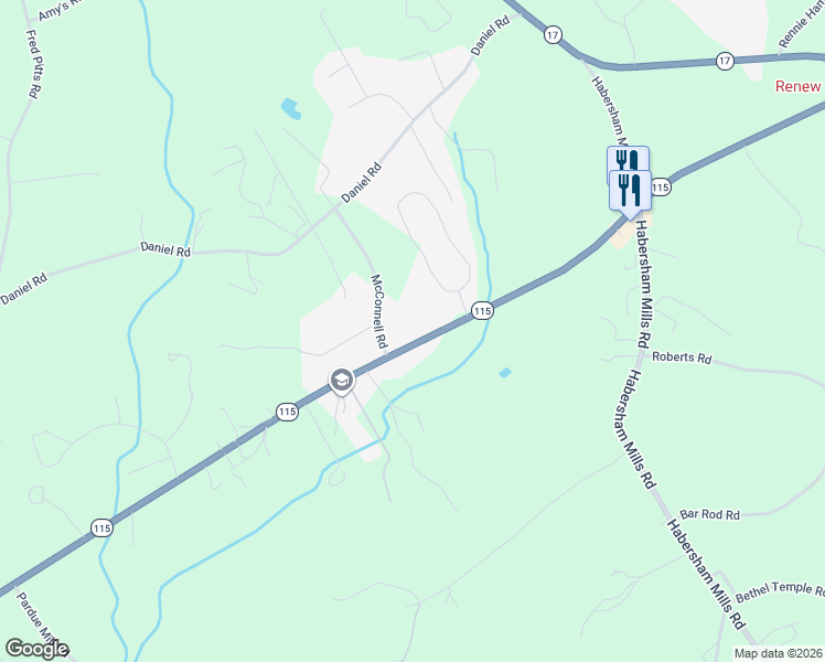 map of restaurants, bars, coffee shops, grocery stores, and more near 4183 Georgia 115 in Demorest