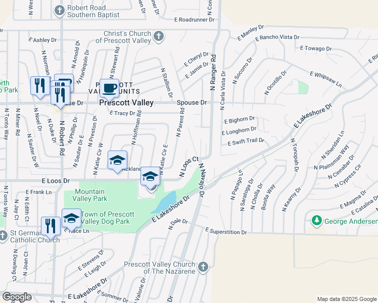 map of restaurants, bars, coffee shops, grocery stores, and more near in Prescott Valley