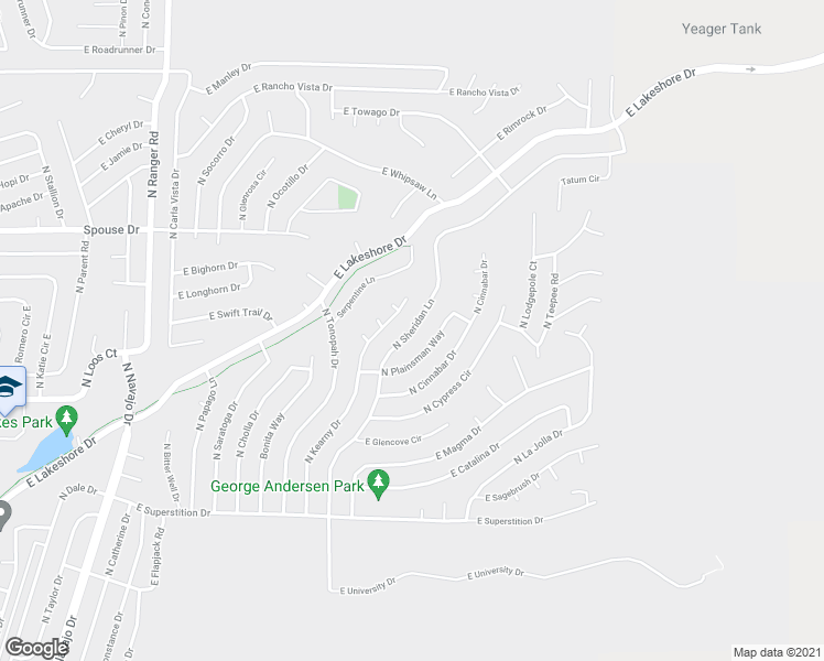 map of restaurants, bars, coffee shops, grocery stores, and more near 4413 North Sheridan Lane in Prescott Valley