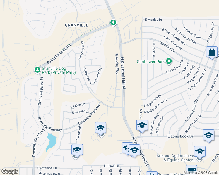 map of restaurants, bars, coffee shops, grocery stores, and more near 6749 East Devon Court in Prescott Valley
