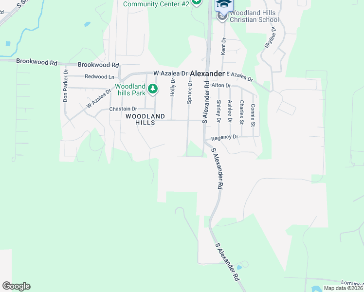 map of restaurants, bars, coffee shops, grocery stores, and more near 15915 Spruce Drive in Alexander