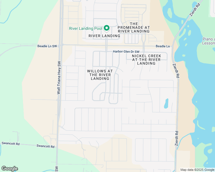 map of restaurants, bars, coffee shops, grocery stores, and more near 727 River Landing Boulevard Southwest in Madison