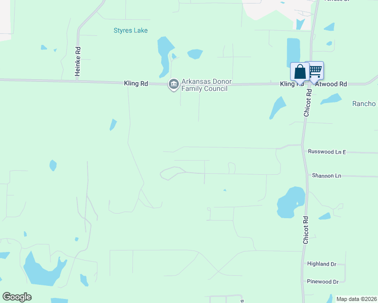 map of restaurants, bars, coffee shops, grocery stores, and more near 8419 Russwood Lane West in Saline County