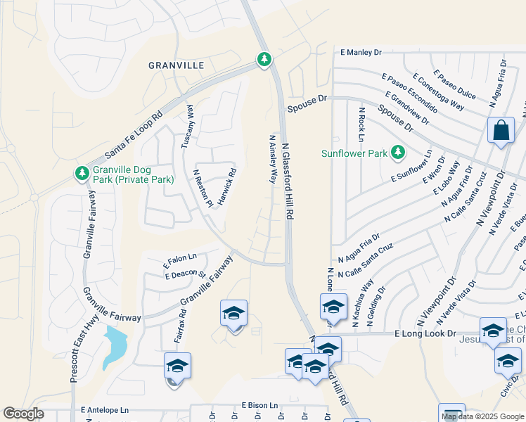 map of restaurants, bars, coffee shops, grocery stores, and more near 6749 East Devon Court in Prescott Valley