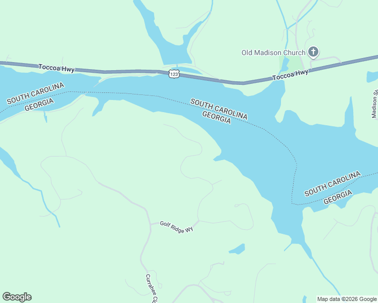 map of restaurants, bars, coffee shops, grocery stores, and more near Edgewater Trail North in Toccoa