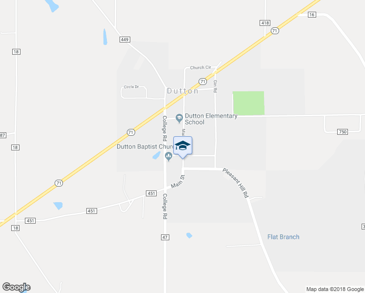 map of restaurants, bars, coffee shops, grocery stores, and more near 180 Main Street in Dutton