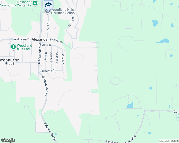 map of restaurants, bars, coffee shops, grocery stores, and more near 6049 Orange Valley Cove in Alexander