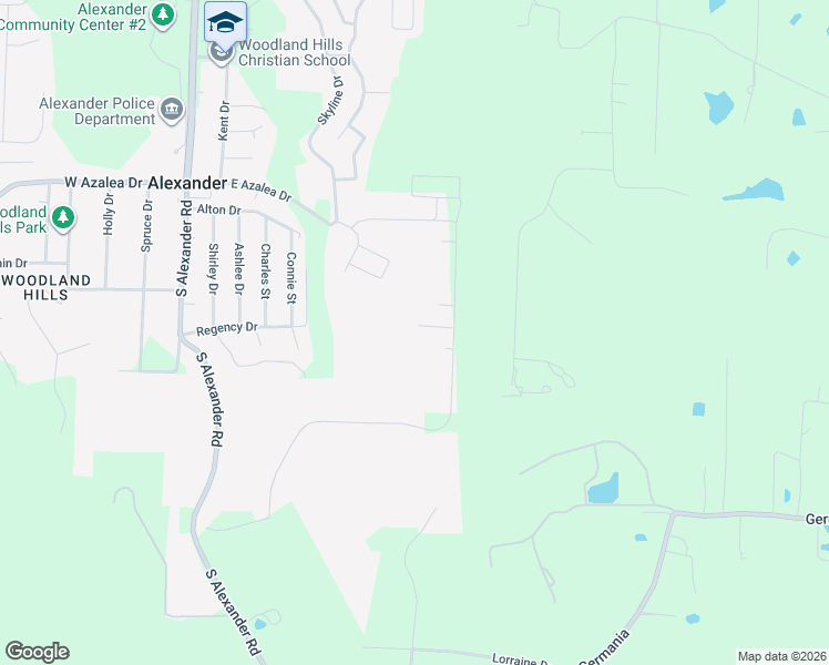 map of restaurants, bars, coffee shops, grocery stores, and more near 9207 Pleasant Valley Drive in Alexander