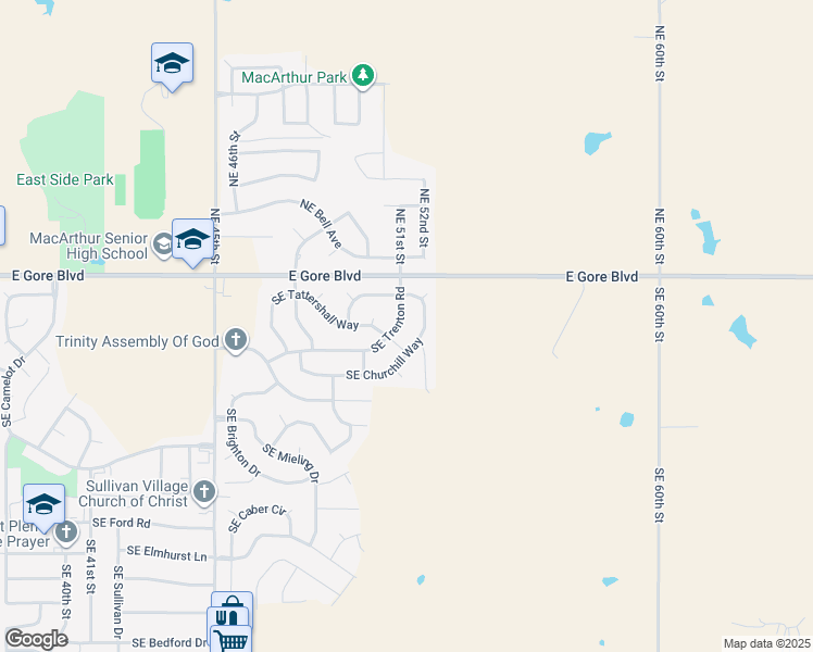map of restaurants, bars, coffee shops, grocery stores, and more near 202 Southeast Heather Lane in Lawton