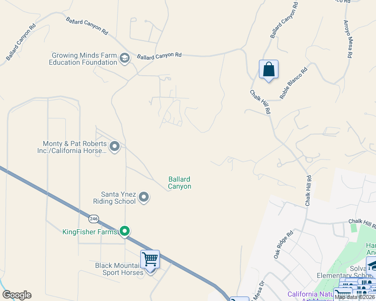 map of restaurants, bars, coffee shops, grocery stores, and more near 954 Ballard Canyon Road in Solvang