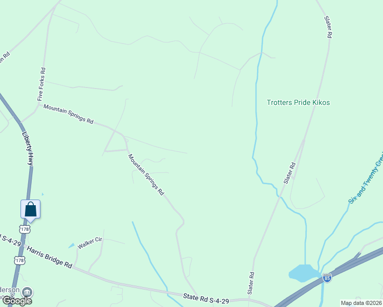 map of restaurants, bars, coffee shops, grocery stores, and more near 1072 Mountain Springs Road in Anderson