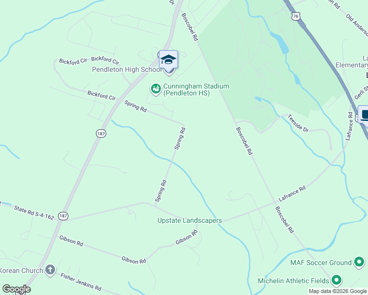 map of restaurants, bars, coffee shops, grocery stores, and more near 239 Spring Road in Anderson